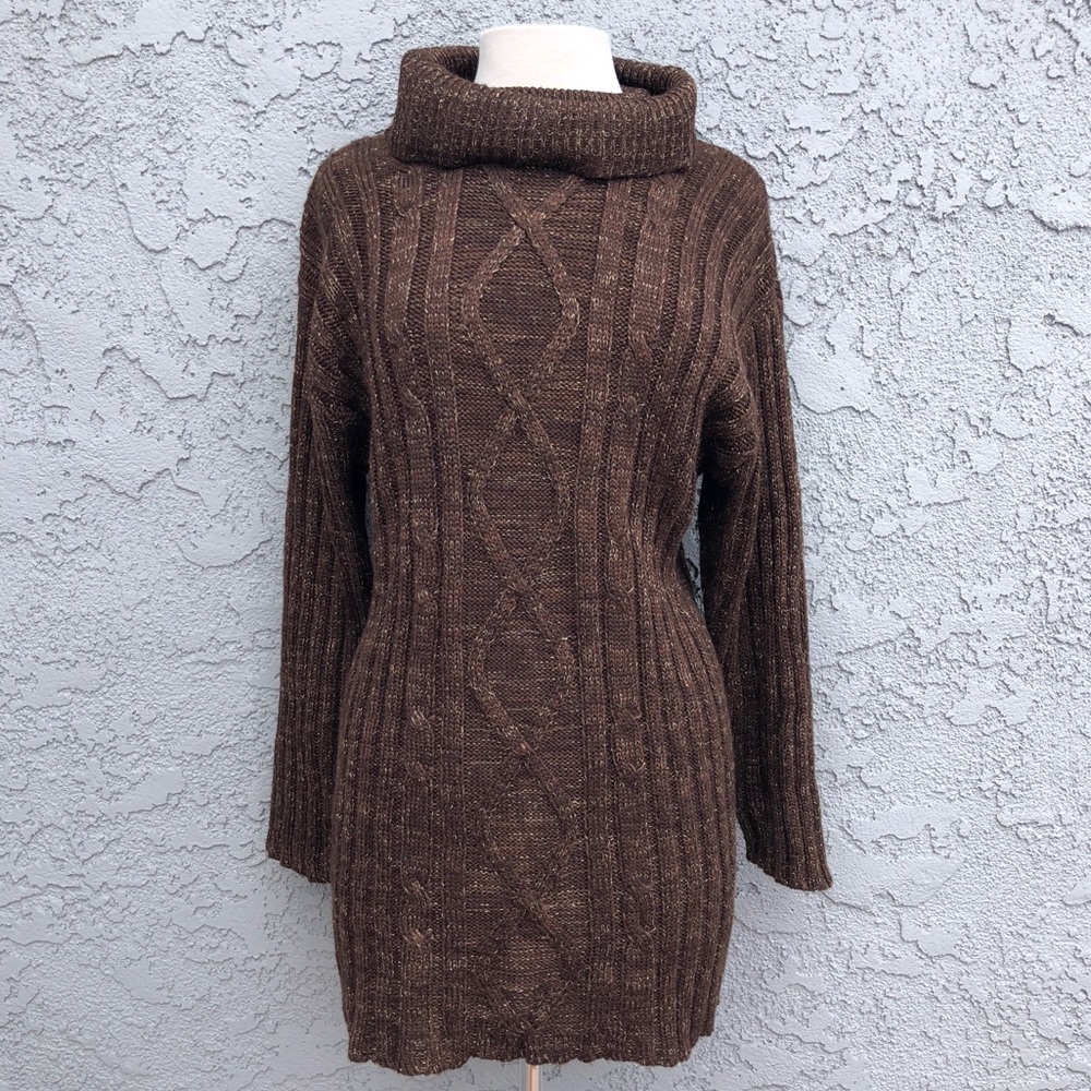 Carole Little Sport Metallic brown sweater dress M